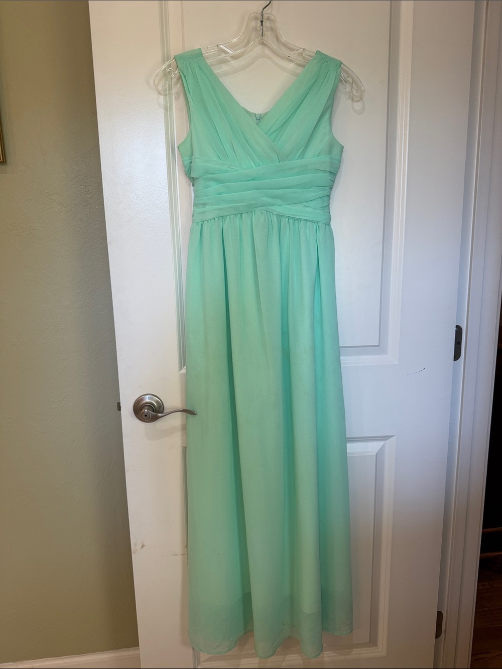 Girls Bridesmaid Dress Size 12 Mint Green Chiffon Maxi Formal Dress